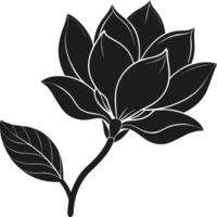 Elegant Magnolia Flower Silhouette - Botanical Illustration vector