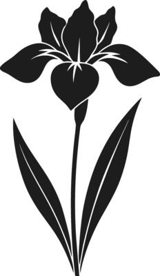 Elegant Iris Flower Silhouette - Minimalist Botanical for Spring and Floral Artwork