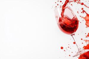 Red wine splash on white background photo