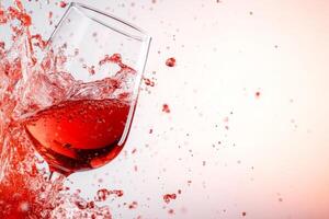 A glass of red wine is splashing into the air photo