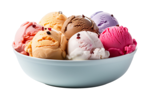 Assorted ice Cream In a Bowl isolated on transparent background png