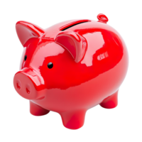 A red piggy bank isolated on transparent background png