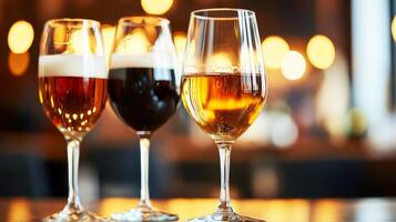 Three glasses of wine on a table photo