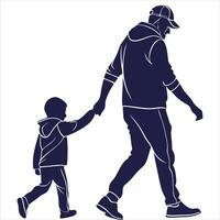 Father And Son Silhouette Isolated With White Background vector