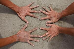 Unity and Shared Experience on Beach photo