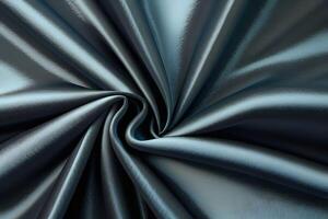 Abstract Swirling Grey Silk Fabric Texture Luxurious Smooth Drape, Elegant Softness, Grayish Blue Tones, Close-up Detail photo