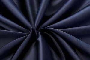 Navy Blue Satin Fabric Drape Luxurious Texture and Smooth Surface photo