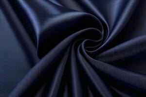 Navy Blue Satin Fabric Swirls Luxurious Texture and Deep Color photo