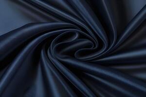 Navy Blue Silk Fabric Swirls Elegant Texture and Drape photo