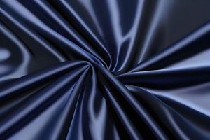 Navy Blue Satin Fabric Drapery Luxurious Texture and Smooth Waves photo
