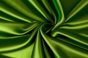 Luxurious Green Satin Fabric Drape A Textured Symphony of Emerald Hues photo