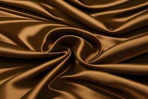 Luxurious Brown Satin Fabric Texture Elegant Draped Silk, Rich Bronze Tones, Abstract Background photo
