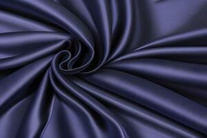 Navy Blue Satin Fabric Swirls Elegant Texture and Smooth Drape photo