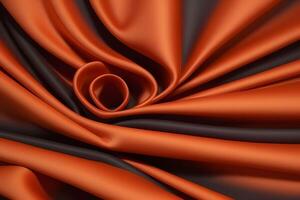 Abstract Swirling Satin Fabric Texture A Study in Burnt Orange and Charcoal photo
