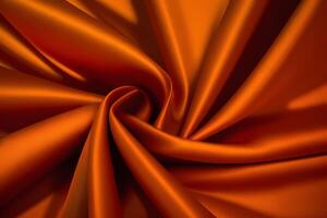 Abstract Swirl of Luxurious Orange Satin Fabric photo