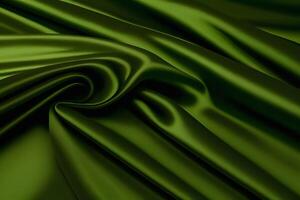Deep Green Satin Drape Luxurious Texture and Smooth Fabric photo