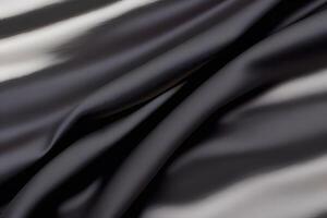 Dark Gray Satin Fabric Drape Luxurious Texture and Smooth Surface photo