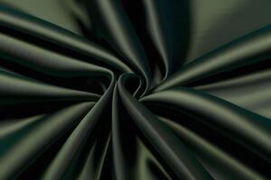 Dark Green Satin Fabric Texture Luxurious Drape and Smooth Surface photo