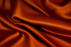 Abstract Draped Burnt Orange Satin Fabric Texture photo