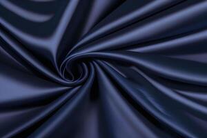 Navy Blue Satin Fabric Swirl Elegant Texture and Smooth Drape photo