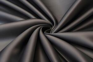 Elegant Dark Gray Satin Fabric Swirls Luxurious Texture and Smooth Drape photo