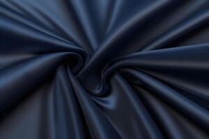 Navy Blue Satin Fabric Texture Elegant Drapes and Soft Sheen photo