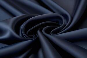 Navy Blue Satin Fabric Texture Elegant Drape and Smooth Surface photo