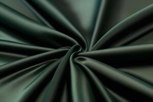 Elegant Dark Green Satin Fabric Drape, Luxurious Texture and Smooth Surface, Deep Emerald Green Color, Close-Up Shot photo