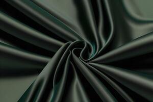 Elegant Emerald Green Silk Fabric Draped Swirls Luxurious Texture and Smooth Surface photo