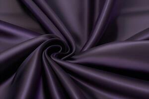 Elegant Draped Dark Purple Silk Fabric, Luxurious Soft Texture, Smooth Surface, Rich Color, Abstract Swirl Pattern photo
