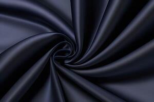 Navy Blue Satin Fabric Swirls Elegant Drape and Texture photo