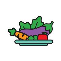 Salad icon. Filled outline design. Green salad with tomato and fresh vegetables isolated on white background. For presentation, graphic design, mobile application. vector