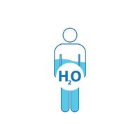 outline stick figure like water percentage level. concept of daily fluid intake for man, woman or kids. flat cartoon trend modern blue logo graphic design illustration isolated on white background vector