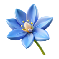 3D Blue Delphinium Flower with Elongated Petals - Isolated Floral Design png