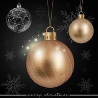 A shiny bronze Xmas tree ornament featuring a striped design motif. vector