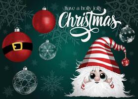 A seasonal card featuring a joyful character with a hat adorned in red stripes. vector
