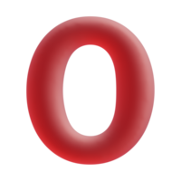 3D Number 0 In Red Color png