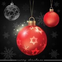 A sparkling red festive sphere with a star motif. vector