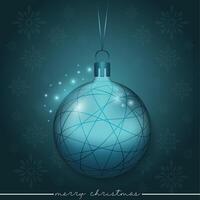 A shimmering blue holiday ornament adorned with a line pattern. vector