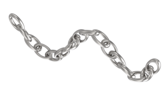 silver 3d render chain with a loop on it on a transparent background png