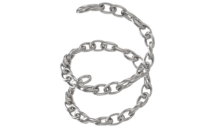 3d render silver chain with a loop on it on a transparent background png
