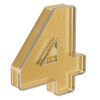 Design Number 4 Gold 3D Render png