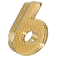 Design Number 6 Gold 3D Render png