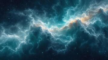 A nebula in space with stars and clouds photo