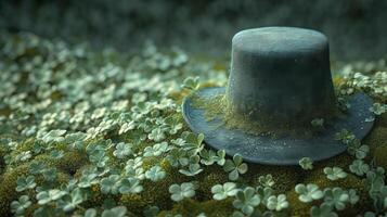 A hat is sitting on top of a green field photo
