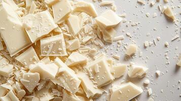A delicious display of white chocolate broken into smaller chunks photo