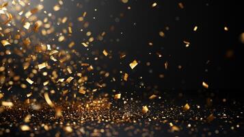 A vibrant display of gold confetti illuminating the black scenery photo