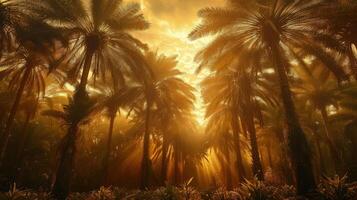Sunlight on Palm Trees Artistic Scene photo