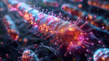 A cell with many different colored lights photo