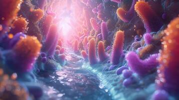 A colorful underwater scene with a stream of water photo
